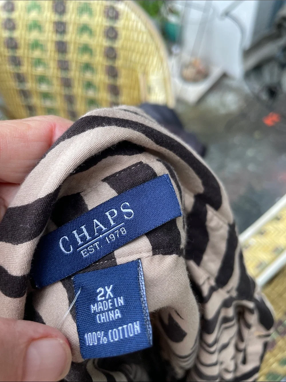 Chaps wBlack and Cream Zebra Print Button-Down Shirt